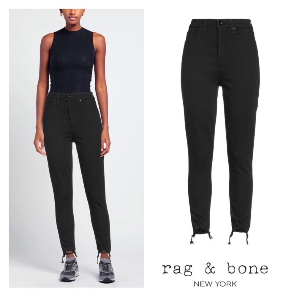 New! RAG & BONE Nina High Rise Distressed Hem Skinny Jeans - Picture 3 of 9